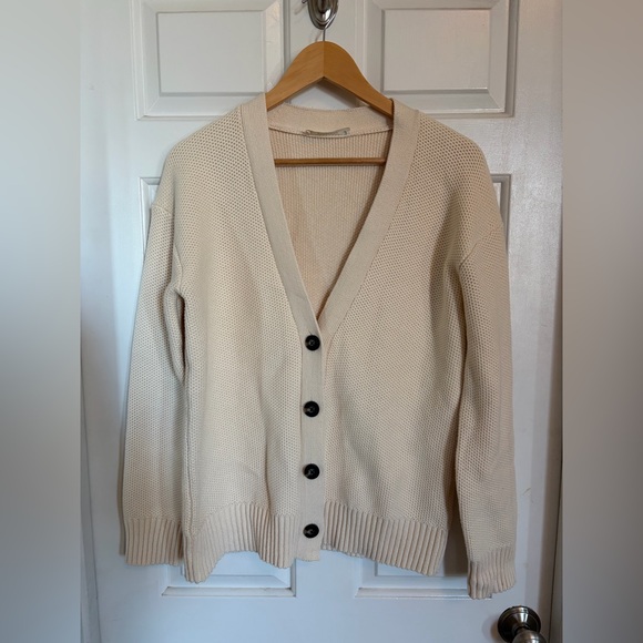 NWOT Everlane The Cotton Honeycomb Cardigan Cream XS - Picture 7 of 15